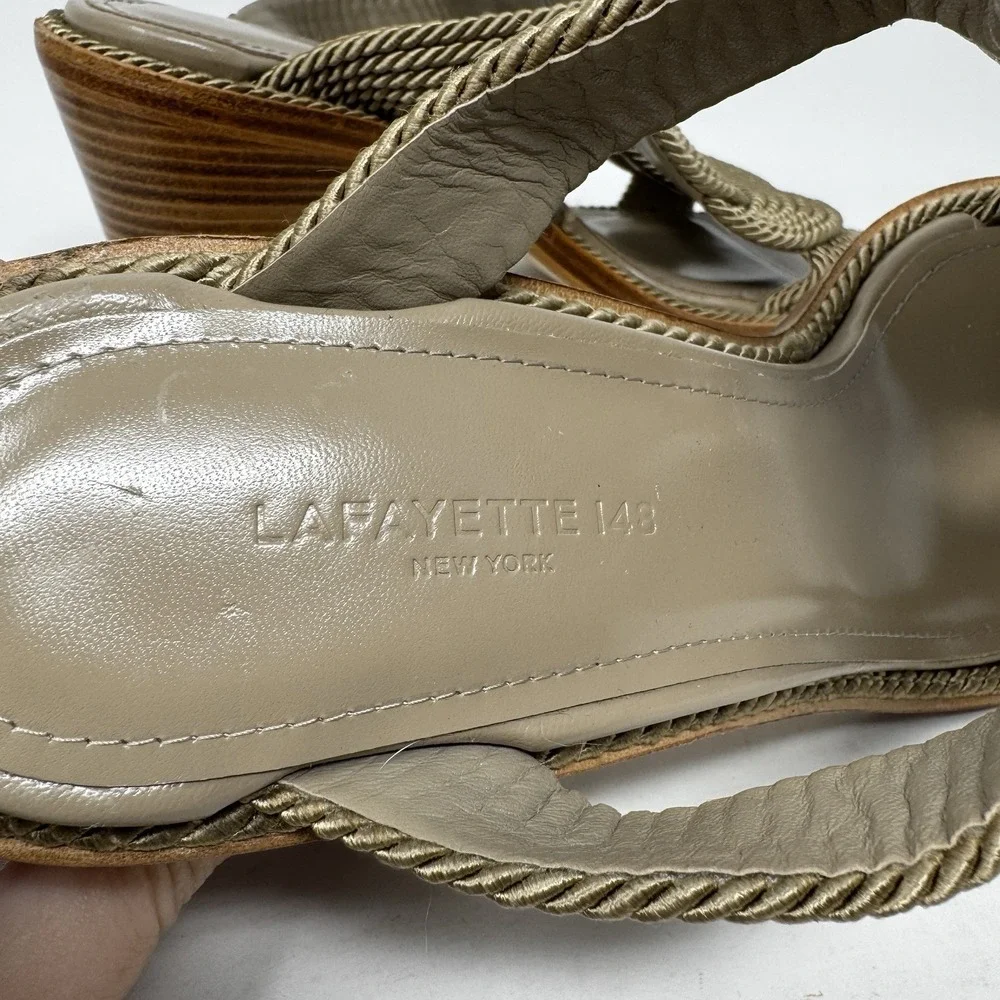 Lafayette 148 New York Darian Knot Sandal Made Italy Tan Womens Size 41 11 Shoes